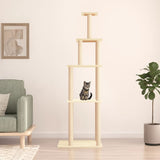 Vidaxl kattmöbler med sisal skrapande stolpar 183 cm kräm -färgade