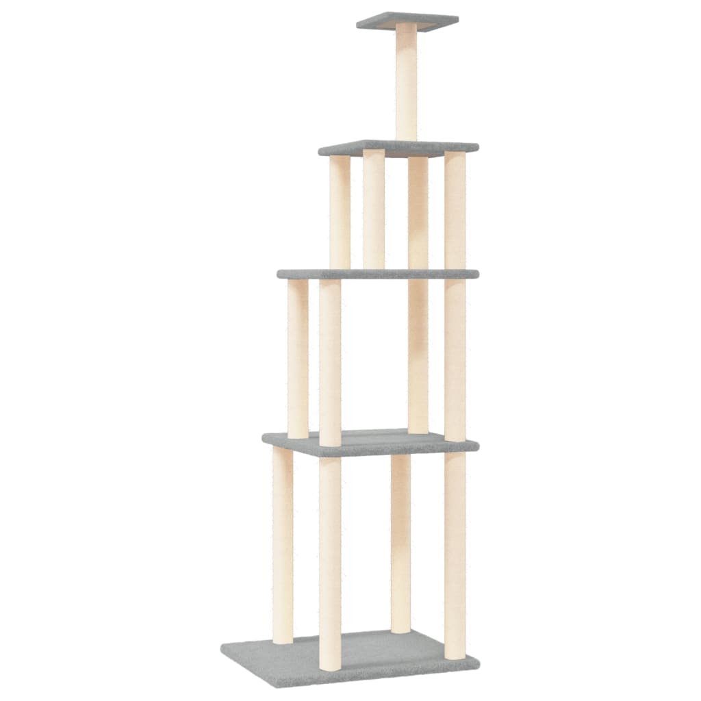 Vidaxl kattmöbler med sisal skrapande stolpar 183 cm ljusgrå