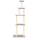 Vidaxl kattmöbler med sisal skrapande stolpar 183 cm ljusgrå