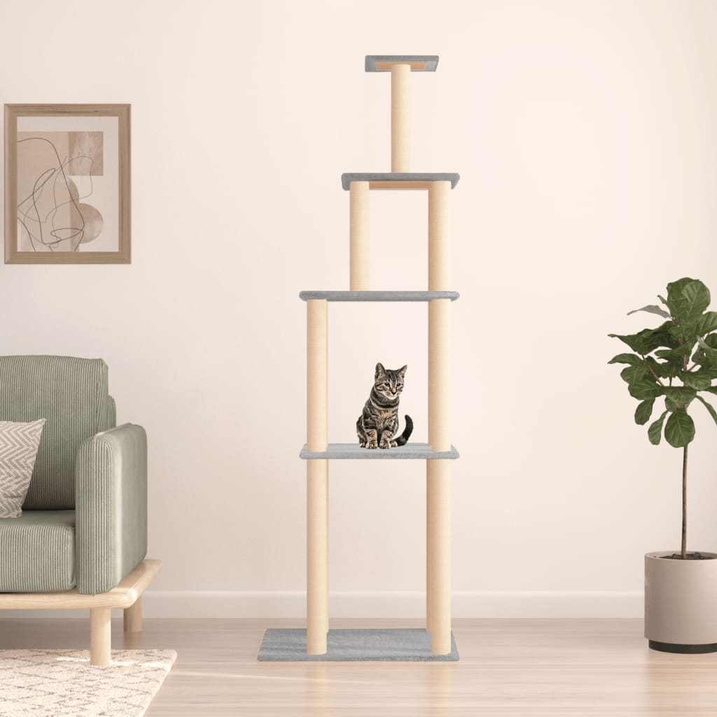 Vidaxl kattmöbler med sisal skrapande stolpar 183 cm ljusgrå