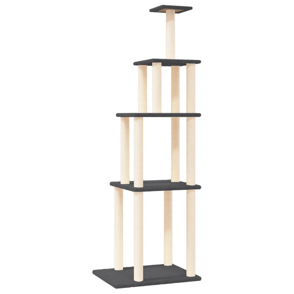 Vidaxl kattmöbler med sisal skrapande stolpar 183 cm mörkgrå