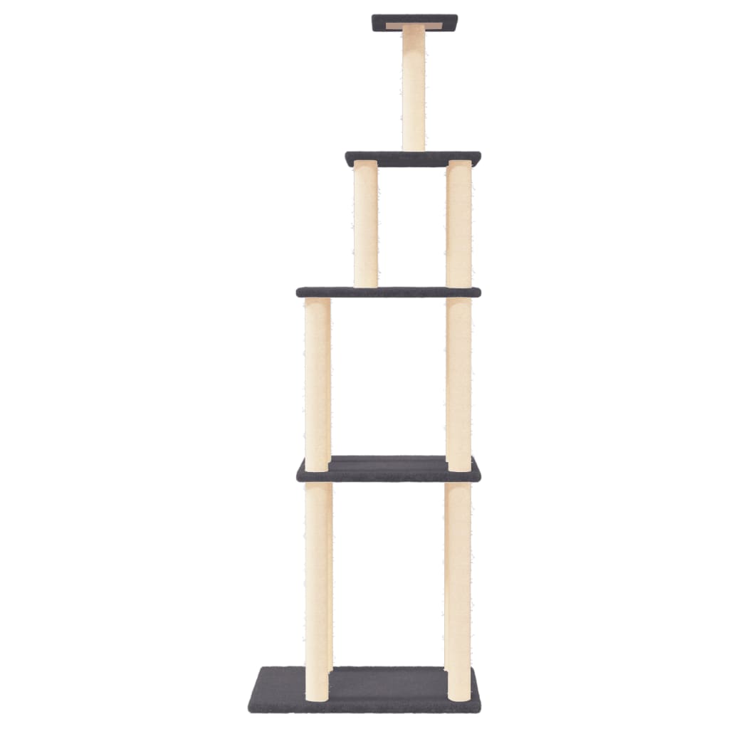 Vidaxl kattmöbler med sisal skrapande stolpar 183 cm mörkgrå