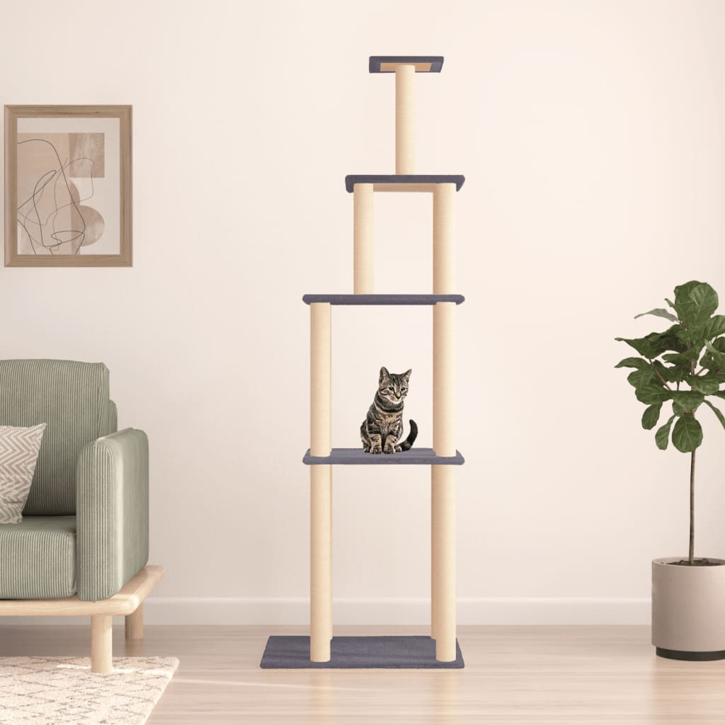 Vidaxl kattmöbler med sisal skrapande stolpar 183 cm mörkgrå