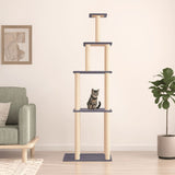 Vidaxl kattmöbler med sisal skrapande stolpar 183 cm mörkgrå