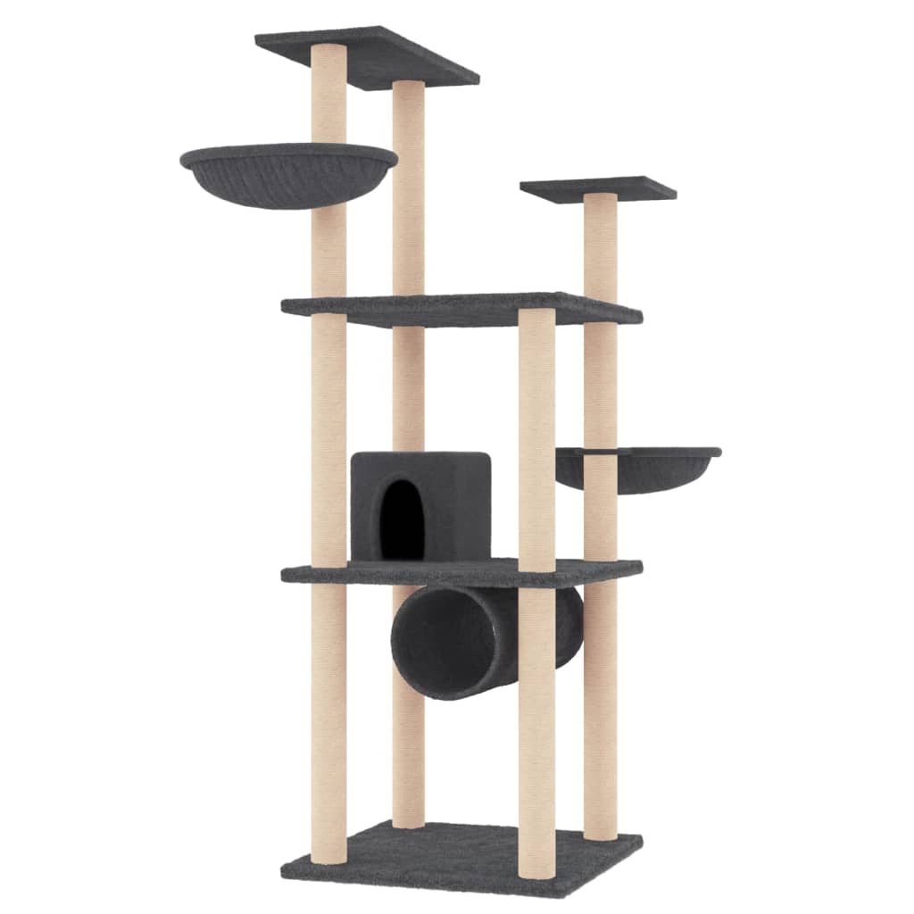 Vidaxl kattmöbler med sisal skrapande stolpar 141 cm mörkgrå
