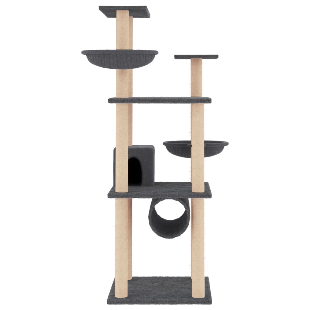 Vidaxl kattmöbler med sisal skrapande stolpar 141 cm mörkgrå