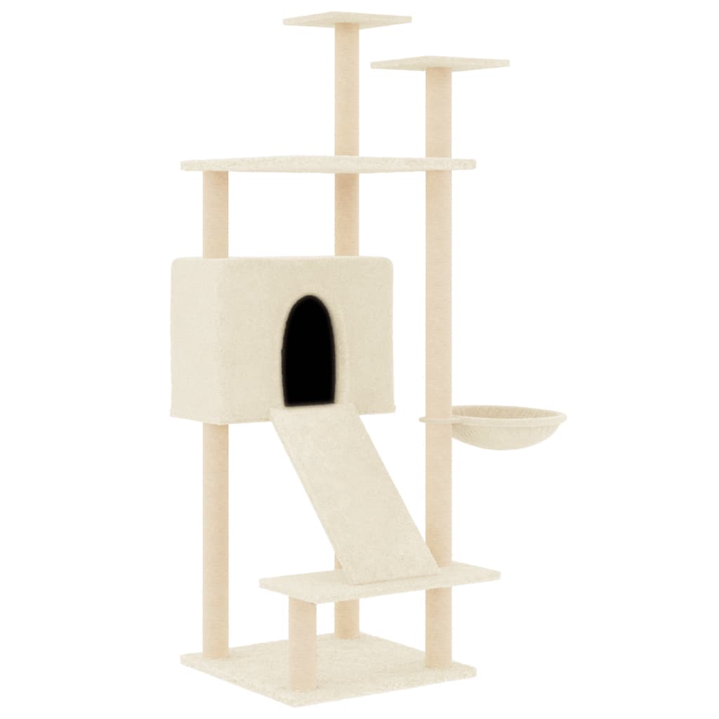 Vidaxl kattmöbler med sisal skrapande stolpar 153 cm kräm -färgade