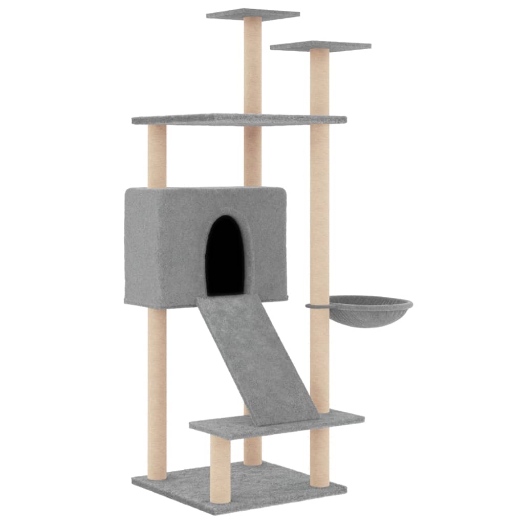 Vidaxl cat furniture with sisal scratching posts 153 cm light gray