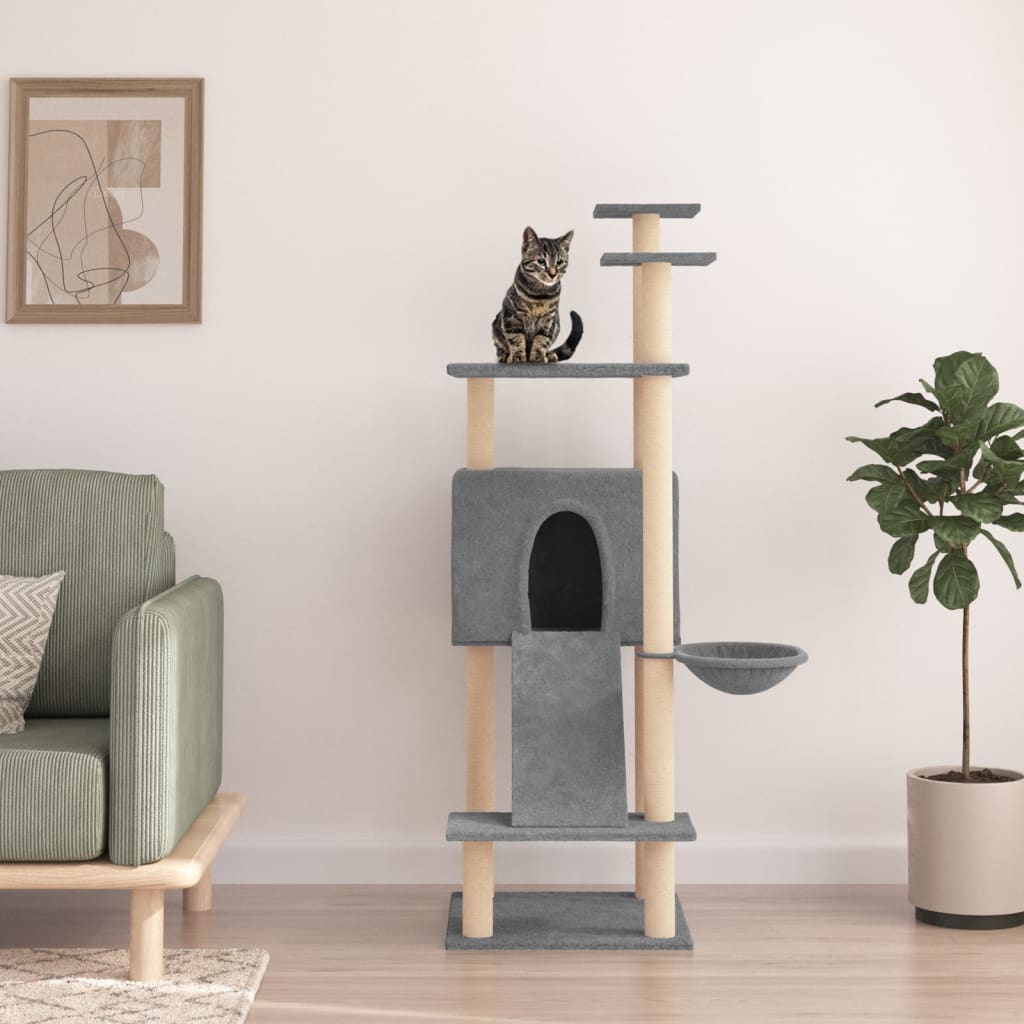 Vidaxl cat furniture with sisal scratching posts 153 cm light gray