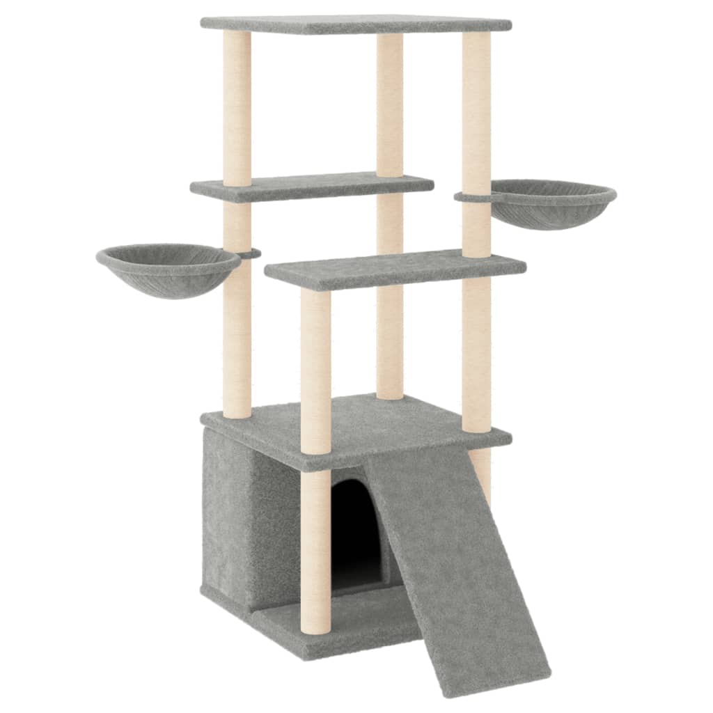 Vidaxl cat furniture with sisal scratching posts 133 cm light gray