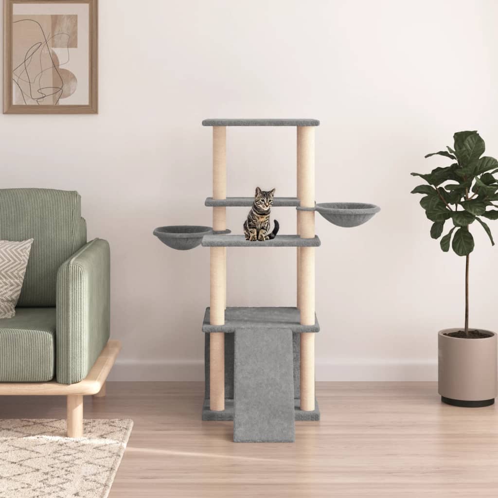 Vidaxl cat furniture with sisal scratching posts 133 cm light gray