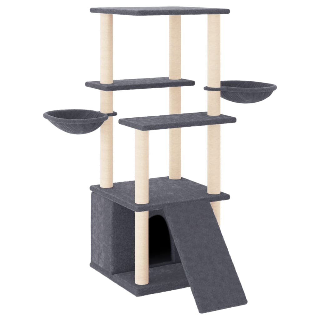 Vidaxl cat furniture with sisal scratching posts 133 cm dark gray