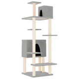 Muebles de gato de Vidaxl con postes de rascado de sisal 154 cm de gris claro