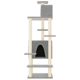 Muebles de gato de Vidaxl con postes de rascado de sisal 154 cm de gris claro