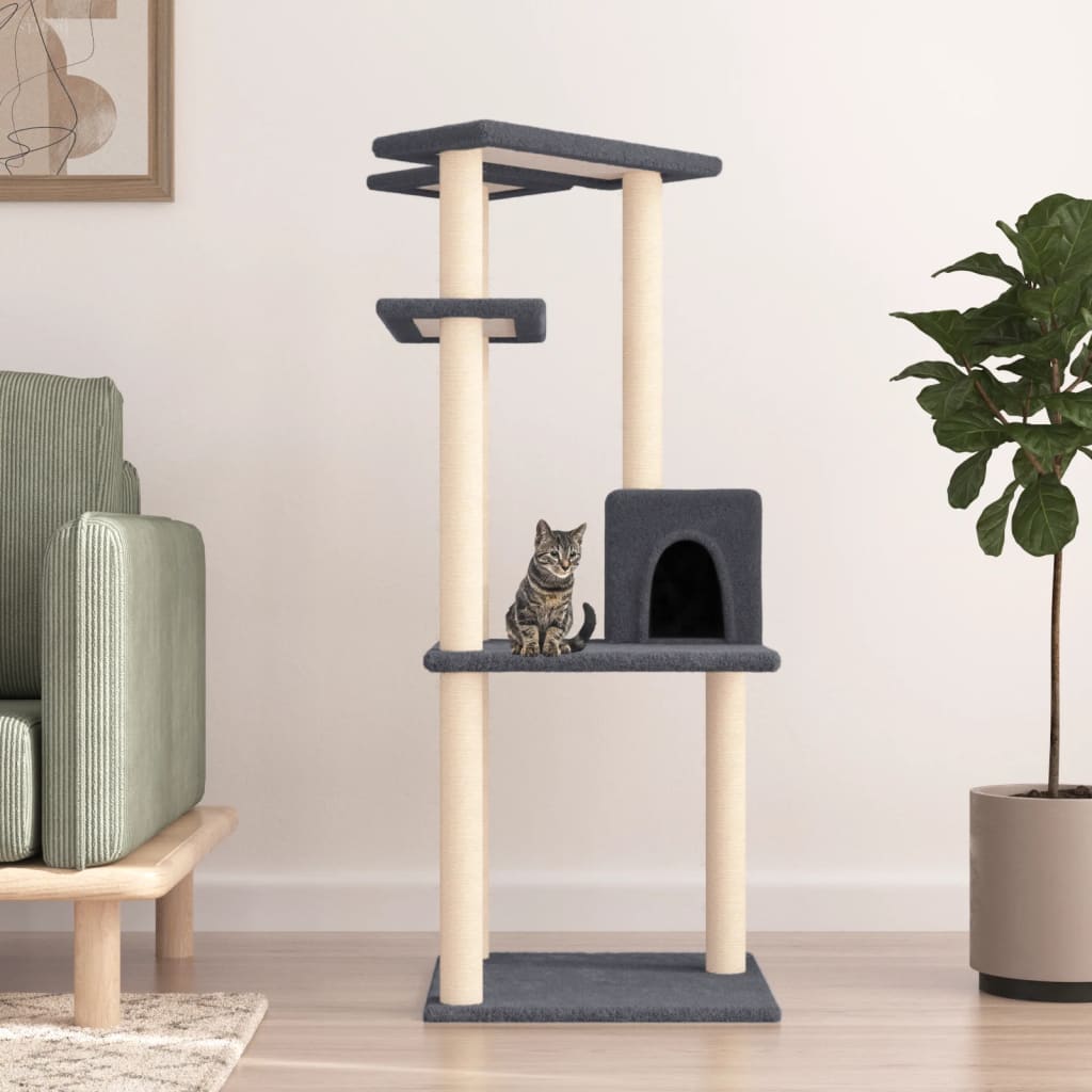 Vidaxl Cat Miwwelen mat Sisal kraazt Posts 123 cm donkel gro