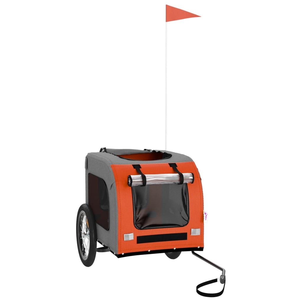 Vidaxl Remolque de bicicleta para perros Oxford Fabric y hierro naranja y gris