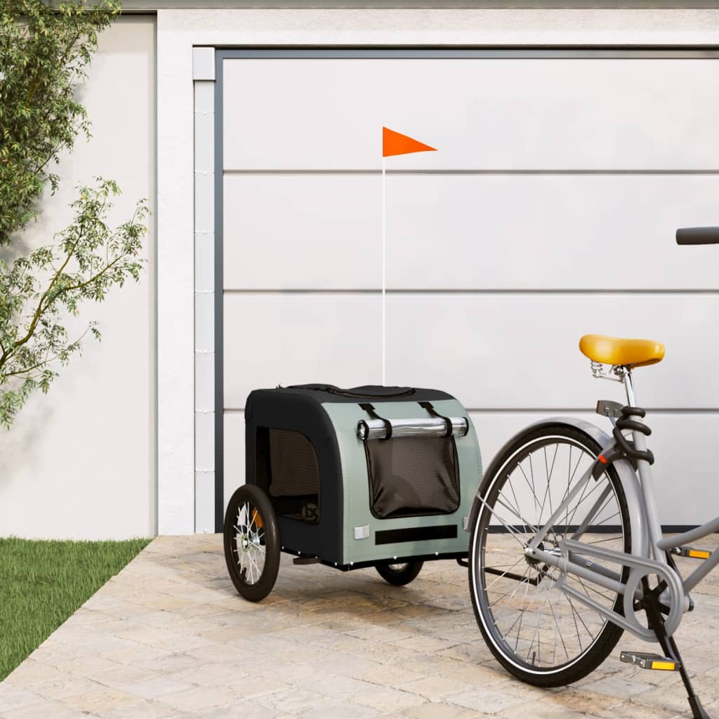 Vidaxl Dog Bike Trailer Oxford Fabric und Eisenschwarz und Grau