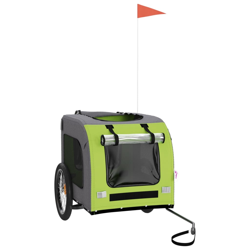 Vidaxl Dog Bike Trailer Oxford Fabric et Green et gris