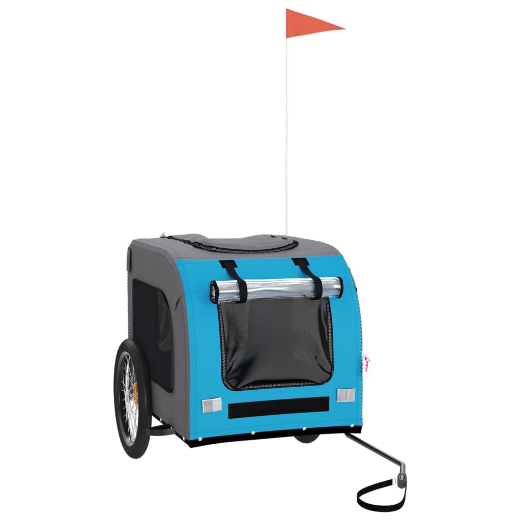 Vidaxl Dog Bike Trailer Oxford Fabric und Eisenblau und Grau