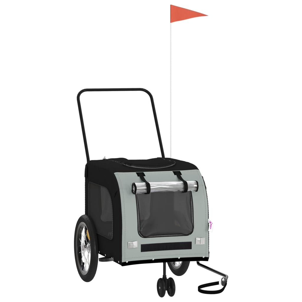 Vidaxl Dog Bike Trailer Oxford Fabric und Eisenschwarz und Grau