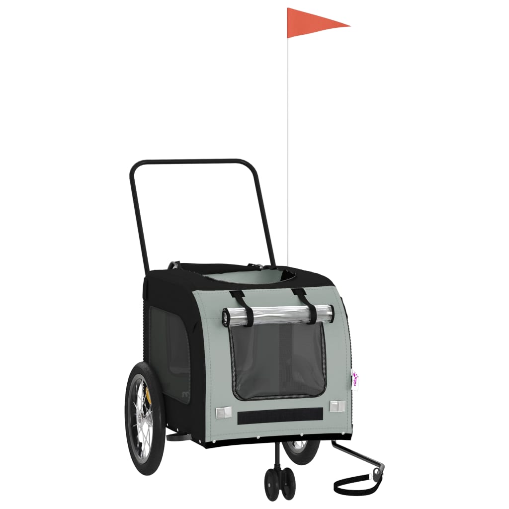 Vidaxl Dog Bike Trailer Oxford Fabric und Eisenschwarz und Grau