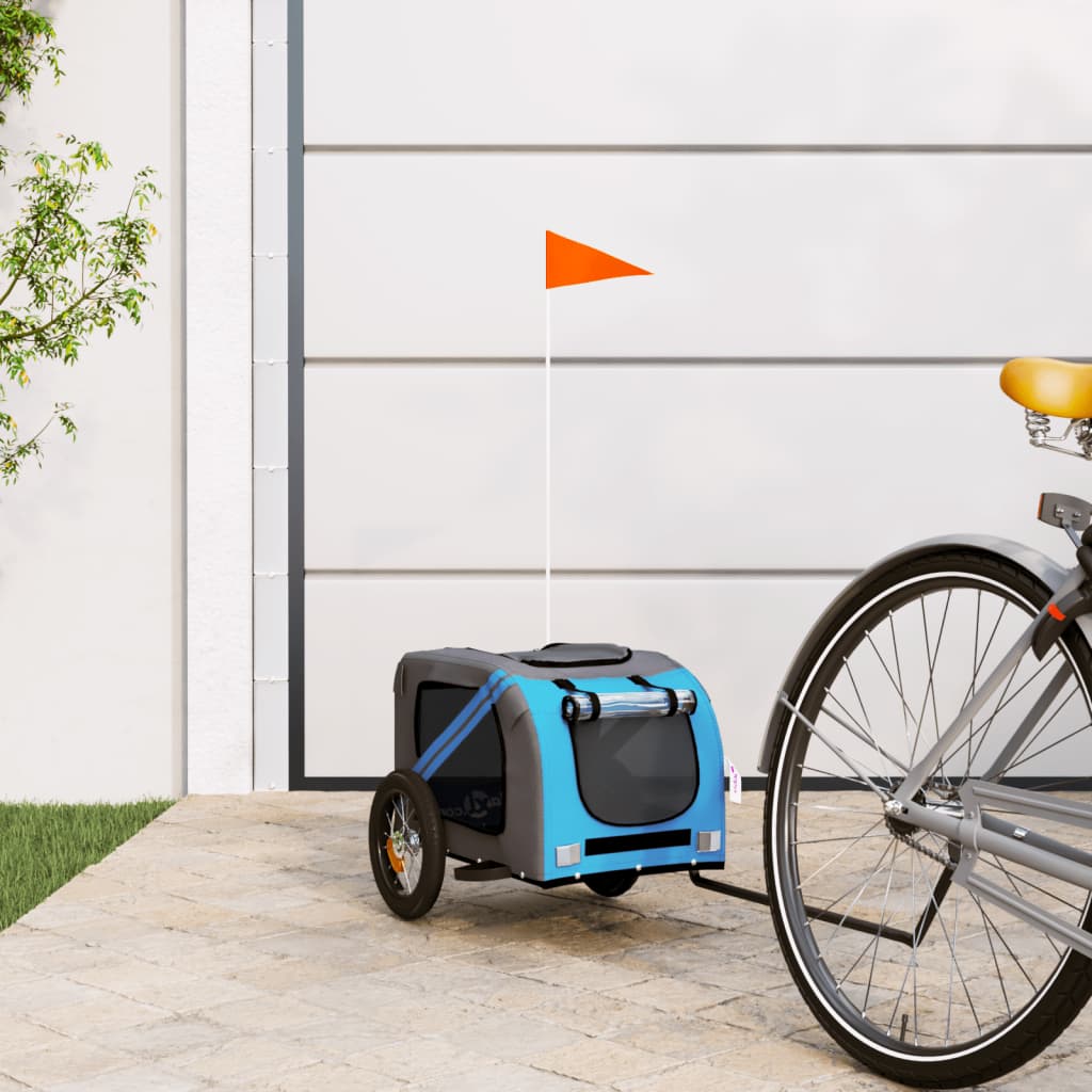 Vidaxl Dog Bike Trailer Oxford Fabric oraz żelazny niebieski i szary