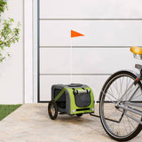 Vidaxl Dog bike trailer Oxford fabric and iron green and gray