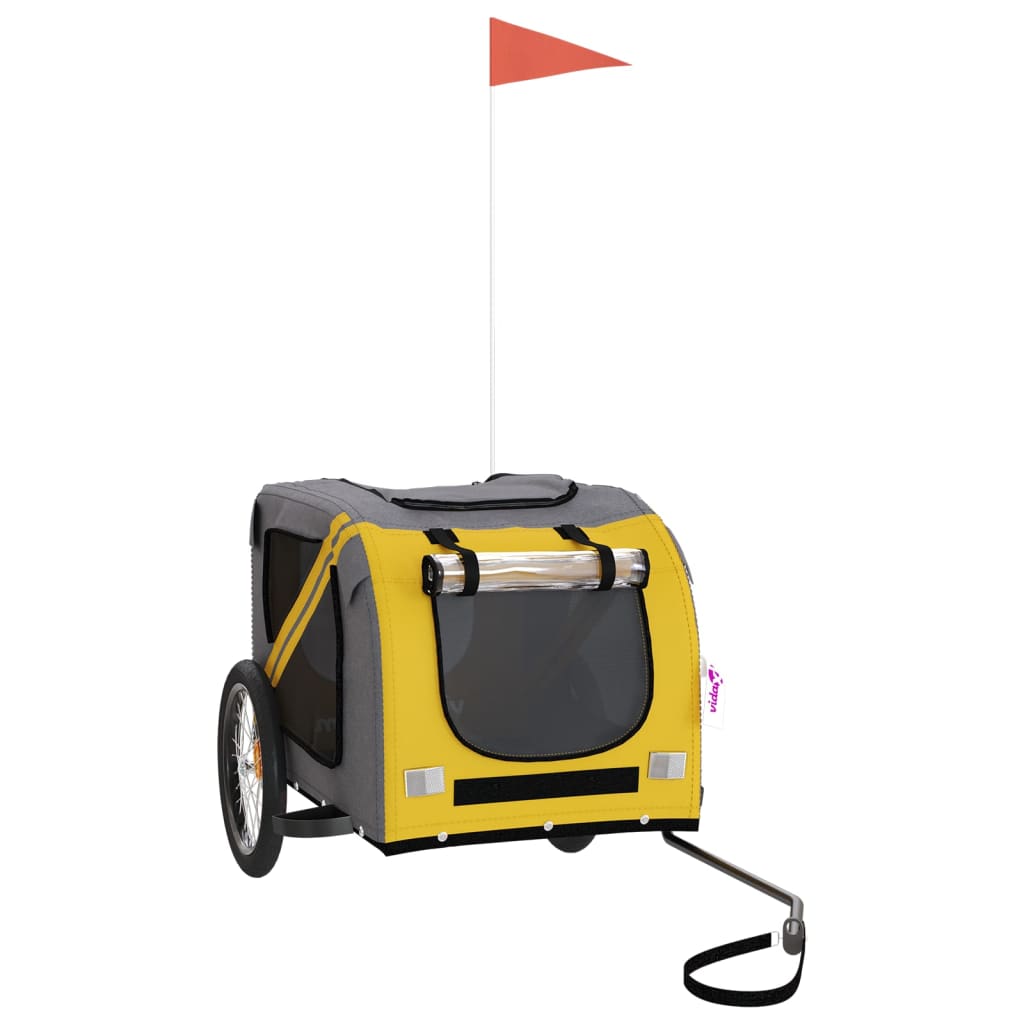 Vidaxl Dog bike trailer Oxford fabric and iron yellow and gray