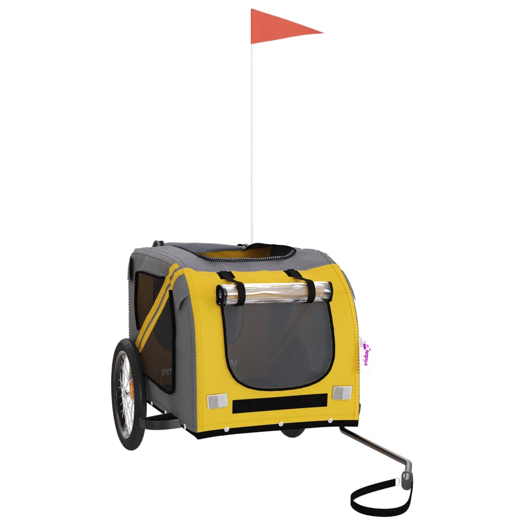 Vidaxl Dog bike trailer Oxford fabric and iron yellow and gray
