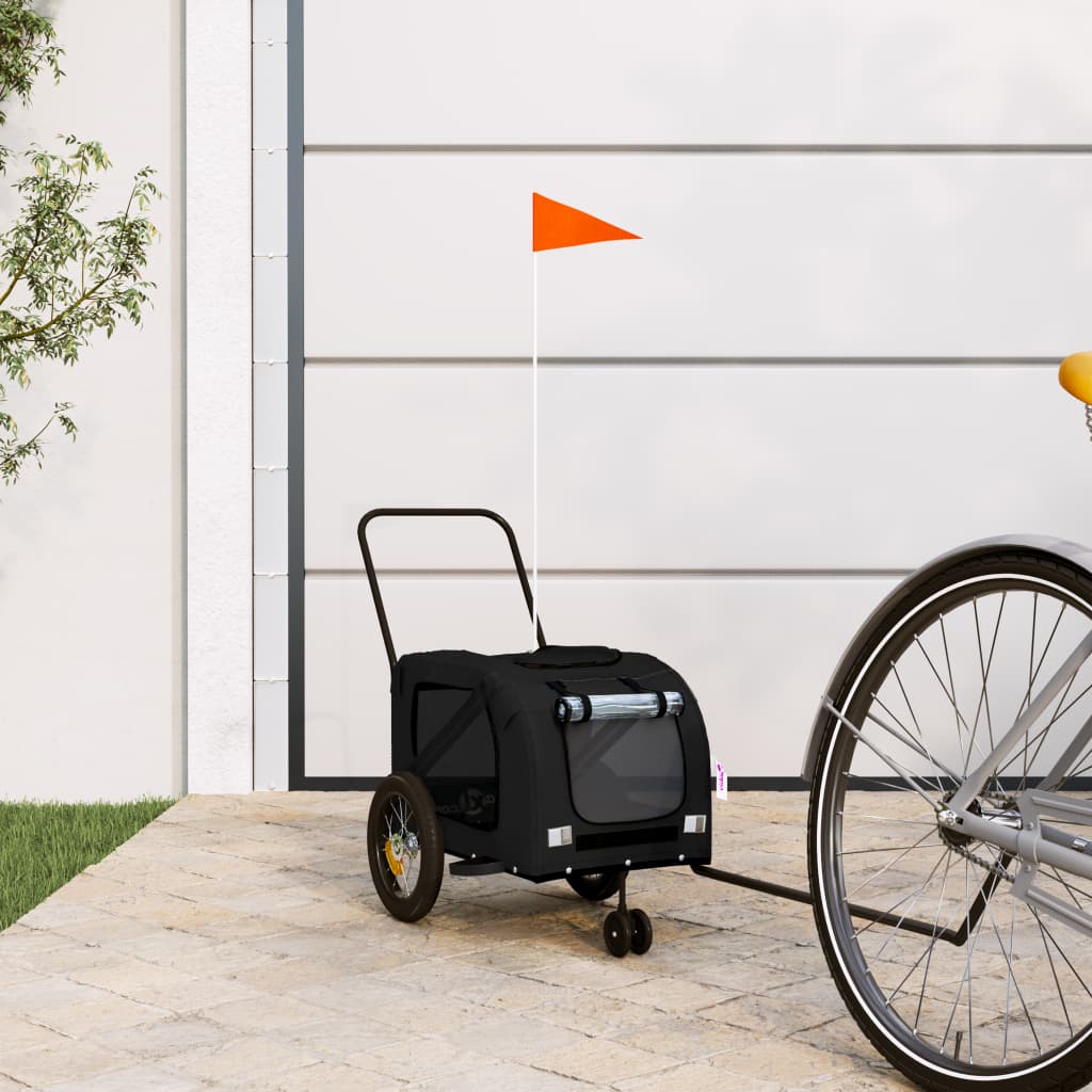 Vidaxl Dog Bike Trailer Oxford Fabric und Eisenschwarz
