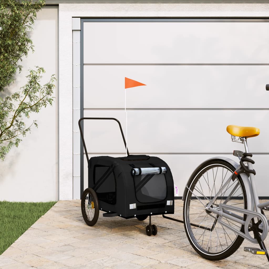 Vidaxl Dog Bike Trailer Oxford Fabric und Eisenschwarz