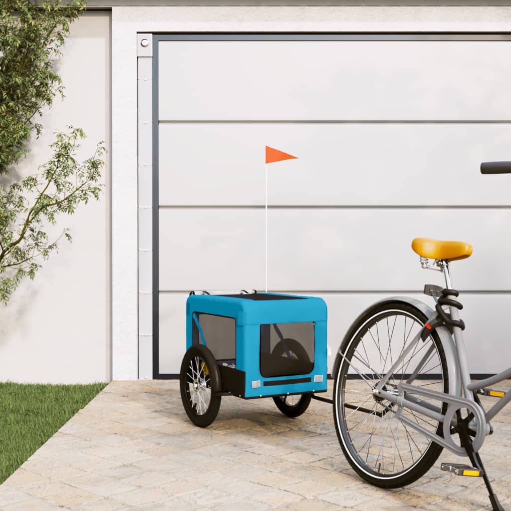 Vidaxl Psí kola Trailer Oxford a Iron Blue and Black