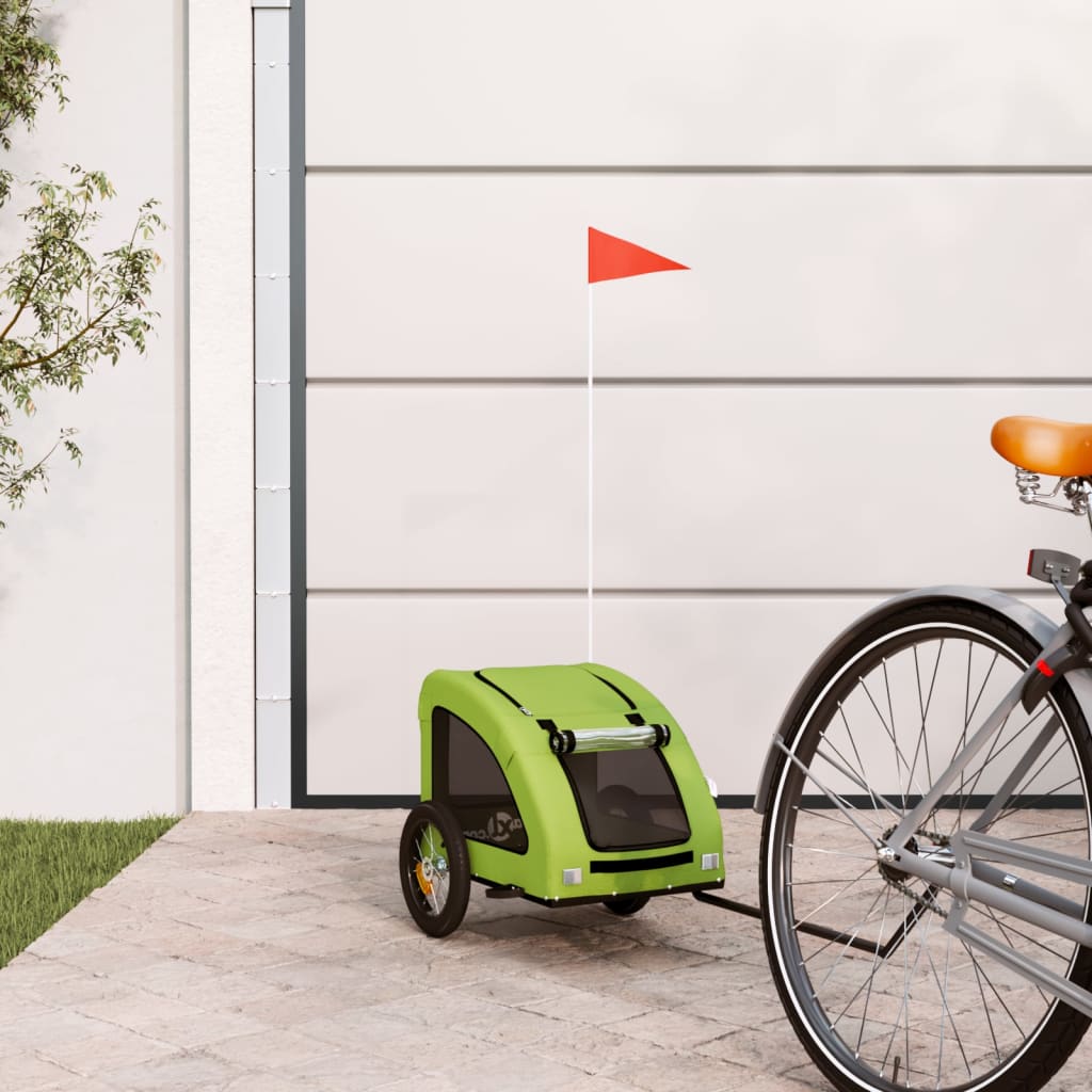 Vidaxl Dog Bike Trailer Oxford stof og jerngrøn