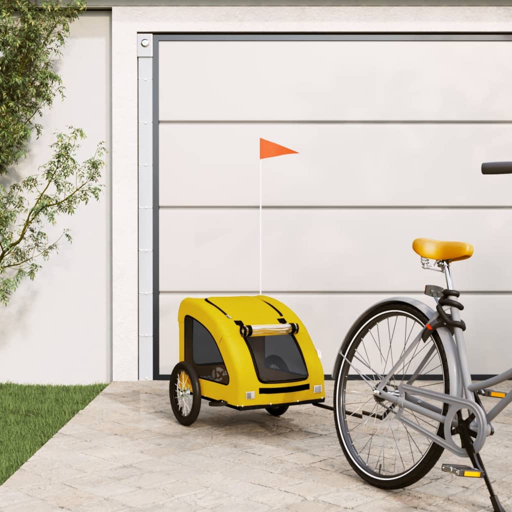 Vidaxl Dog Bike Trailer Oxford Stoff og jerngul
