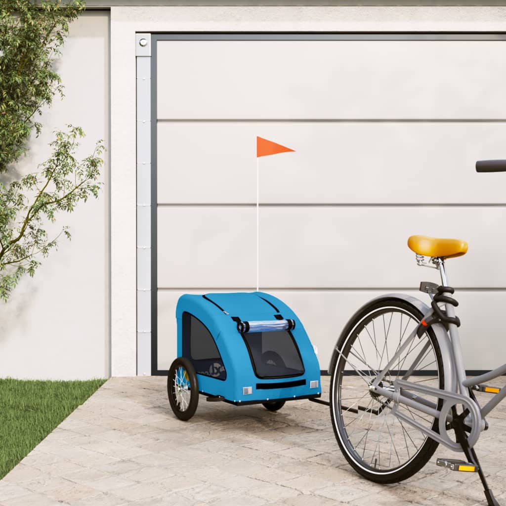Vidaxl Dog Bike Trailer Oxford Stof og Iron Blue