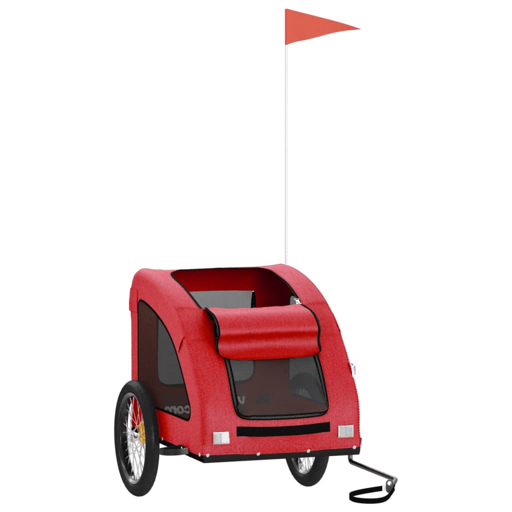 Vidaxl Remolque de bicicleta para perros Oxford Fabric and Iron Red