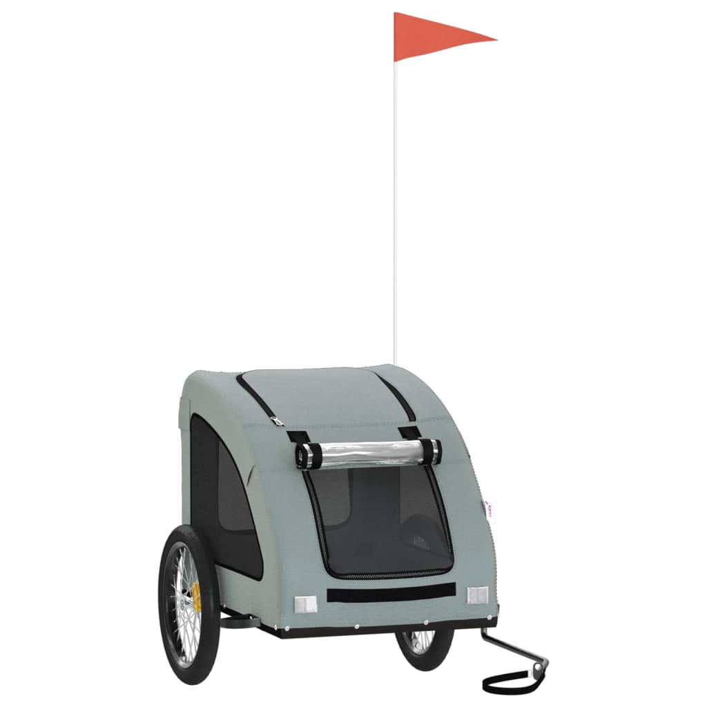 Vidaxl Dog Bike Trailer Oxford stof og jerngrå