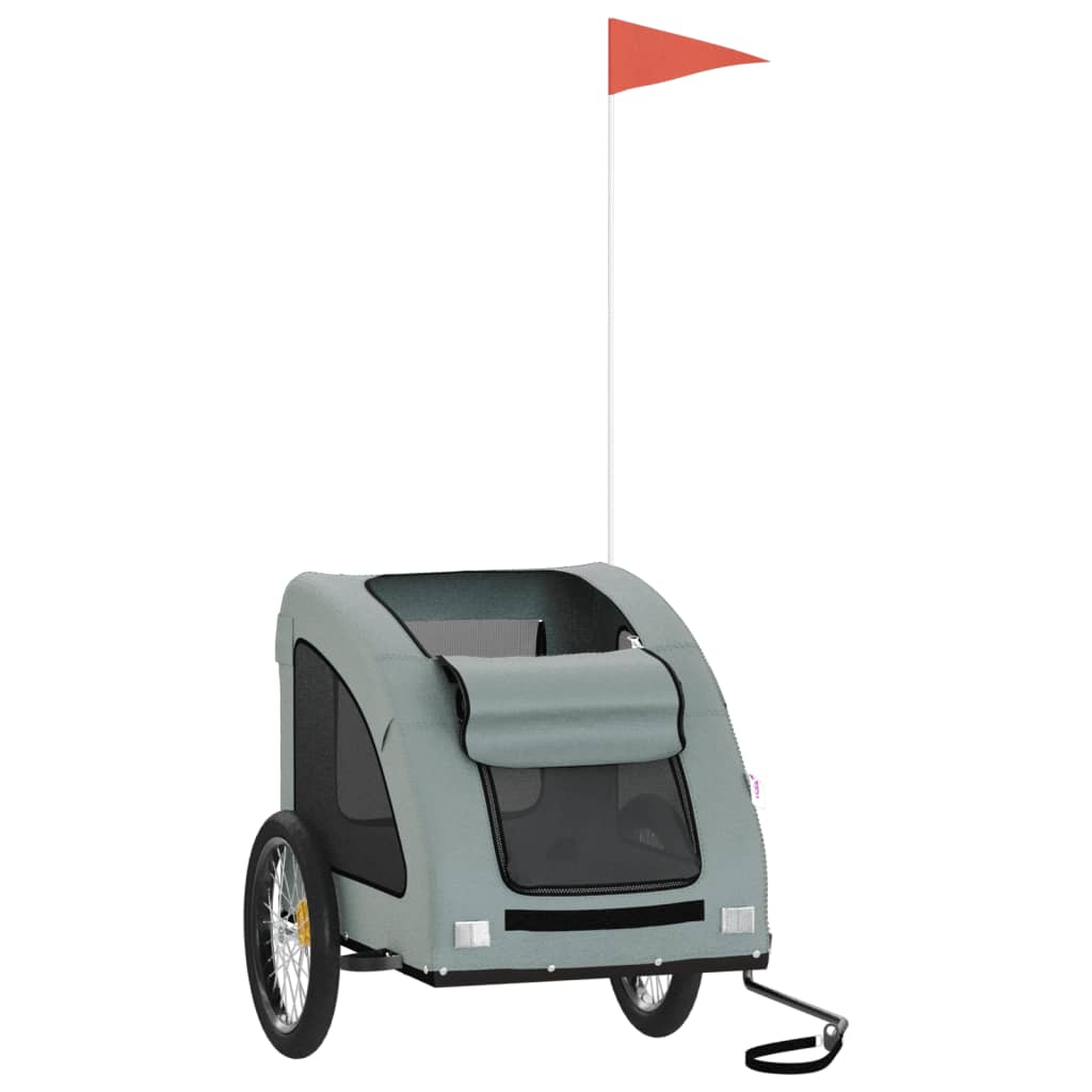 Vidaxl Dog Bike Trailer Oxford stof og jerngrå