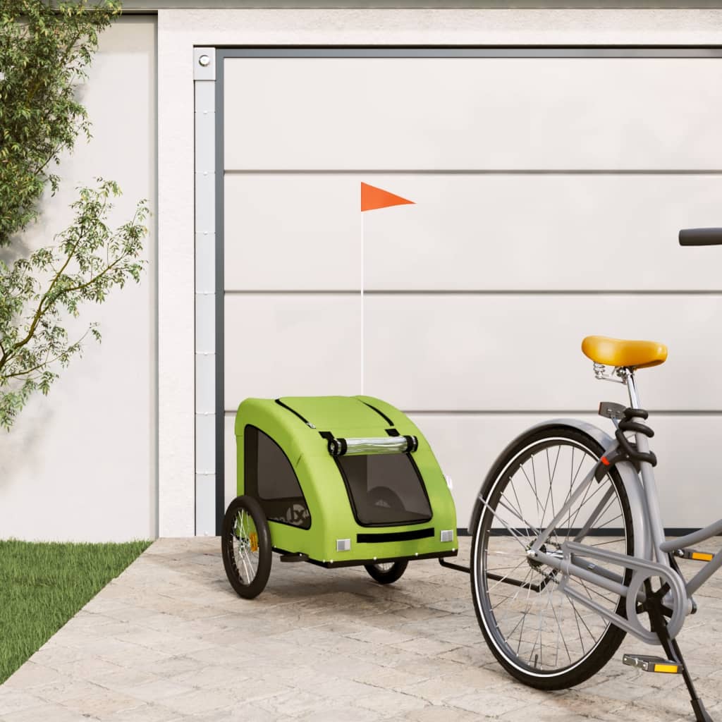 Vidaxl Dog Bike Trailer Oxford Tessuto e Green di ferro