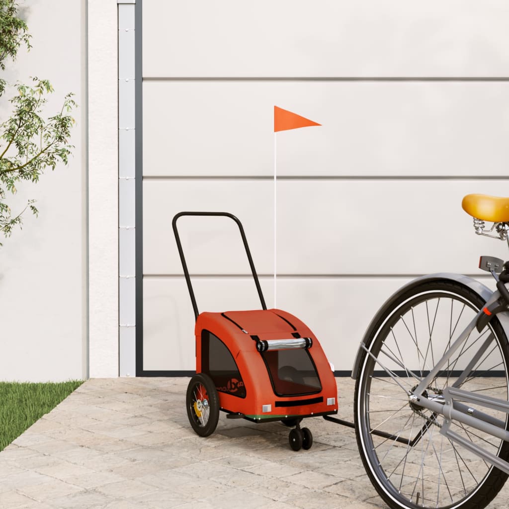 Vidaxl Dog Bike Trailer Oxford Tessuto e ferro arancione e grigio