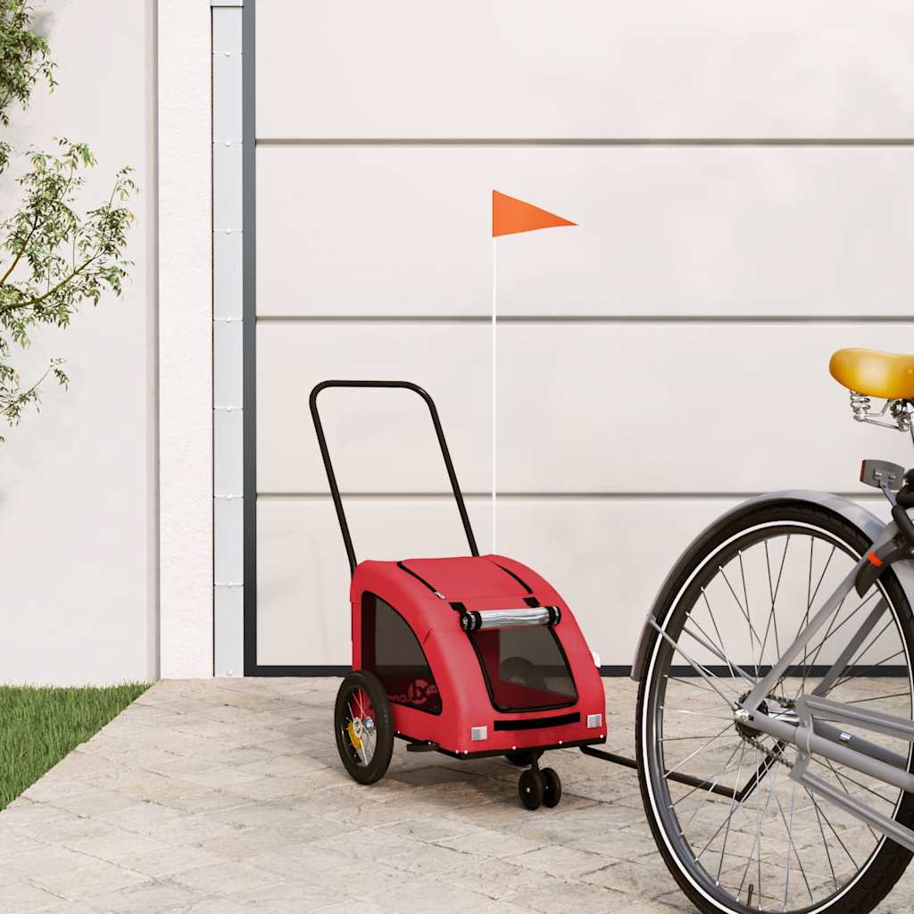 Vidaxl Dog Bike Trailer Tessuto Oxford e Red di ferro