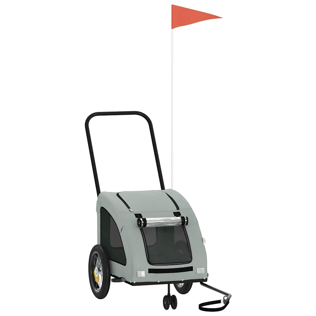 Vidaxl Dog Bike Trailer Tessuto Oxford e grigio ferro