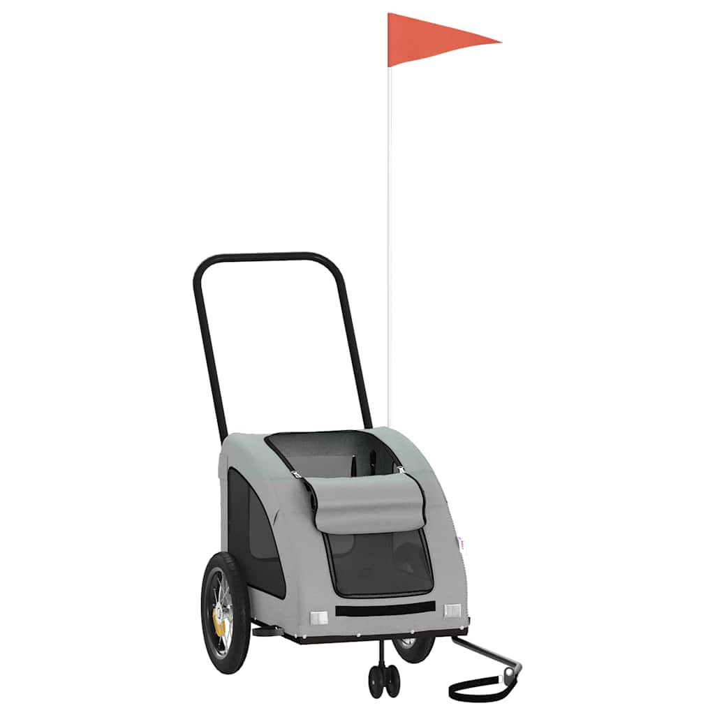 Vidaxl Dog Bike Trailer Tessuto Oxford e grigio ferro