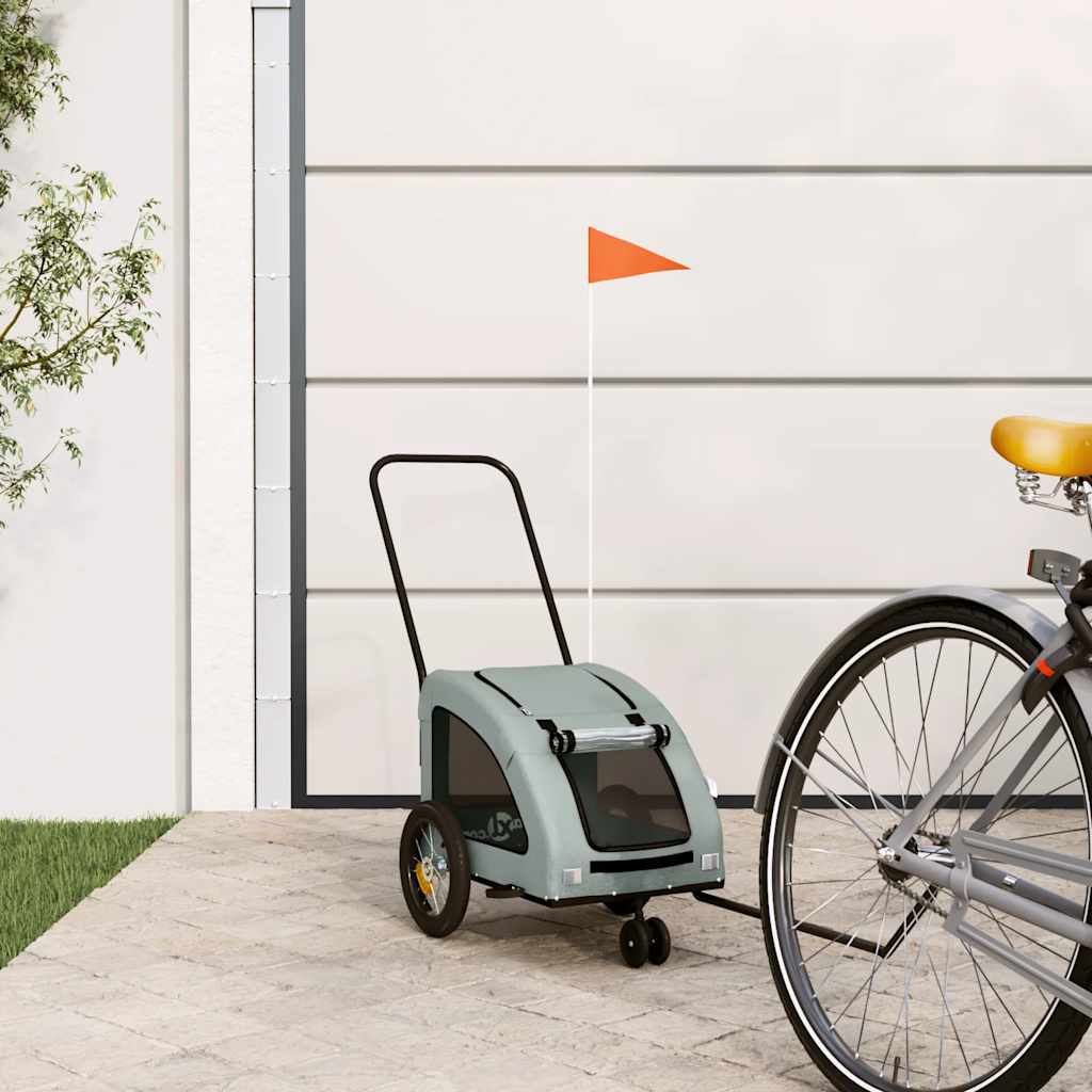 Vidaxl Dog Bike Trailer Tessuto Oxford e grigio ferro