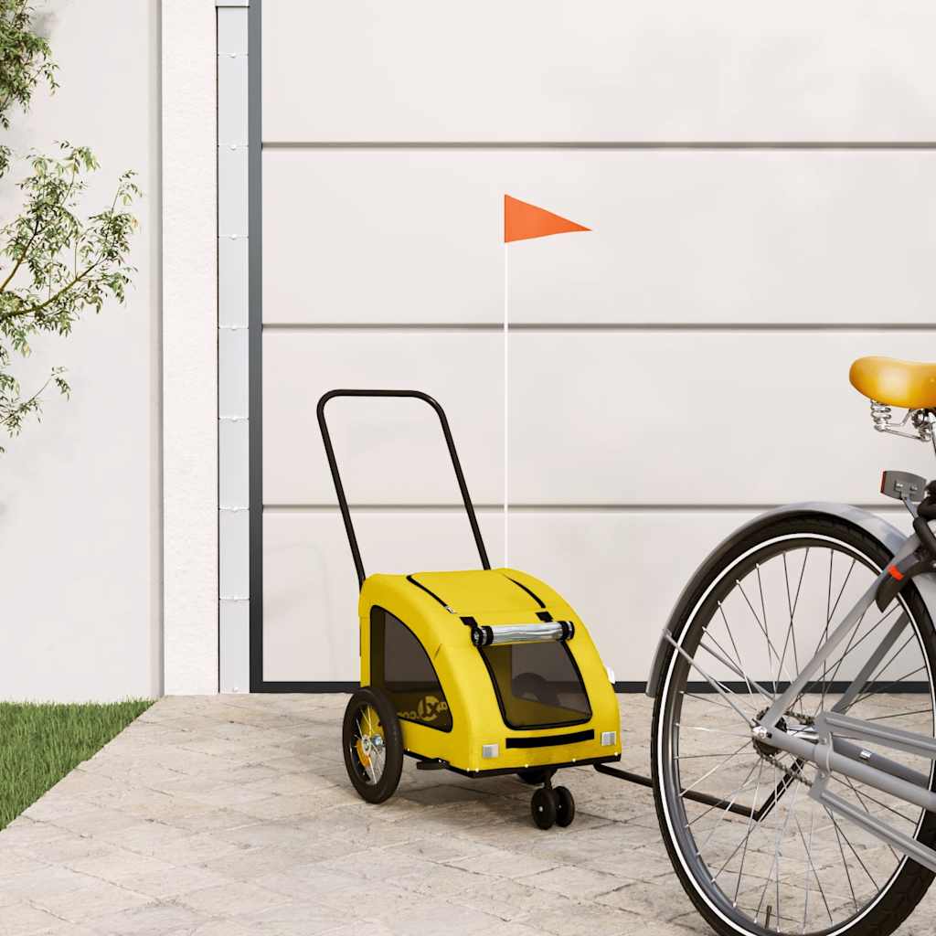 Vidaxl Dog Bike Trailer Oxford Tessuto e ferro giallo