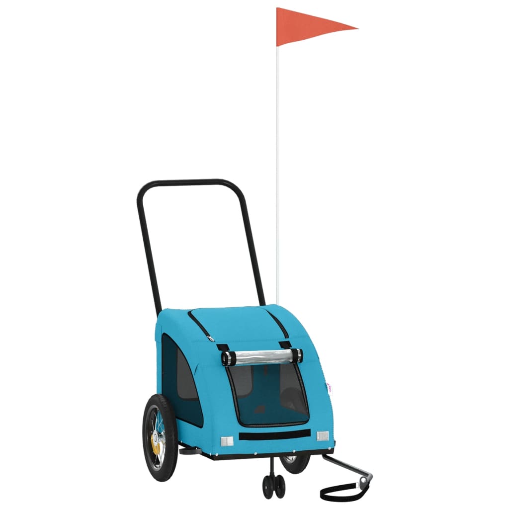 Vidaxl Dog Bike Trailer Oxford Tessuto e blu di ferro