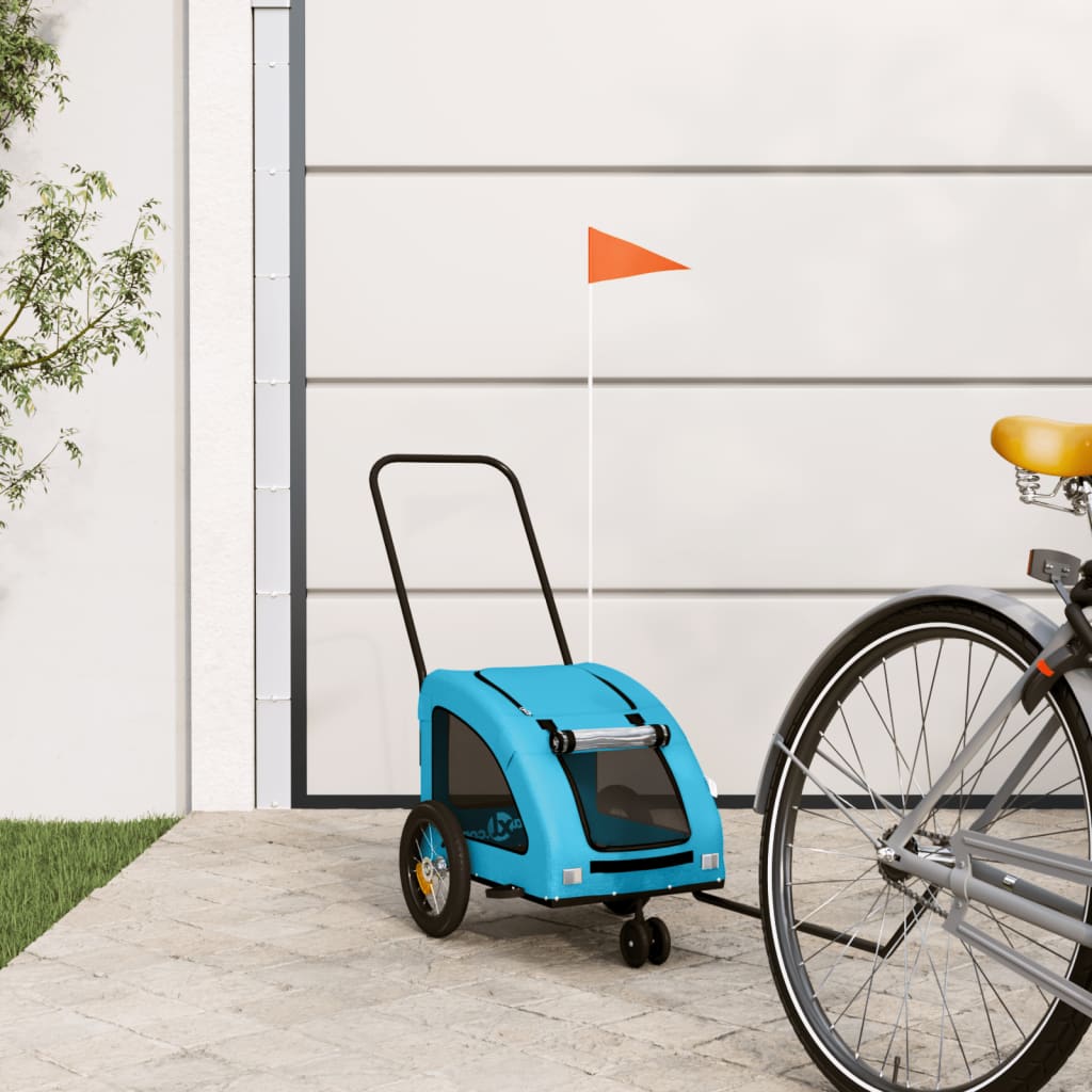 Vidaxl Dog Bike Trailer Oxford Tessuto e blu di ferro