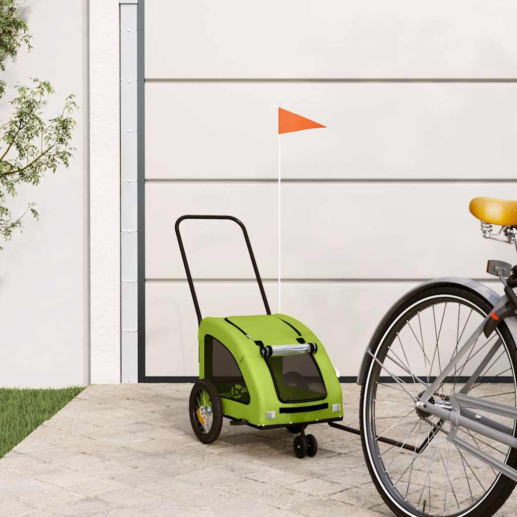 Vidaxl Dog Bike Trailer Oxford Tessuto e Green di ferro