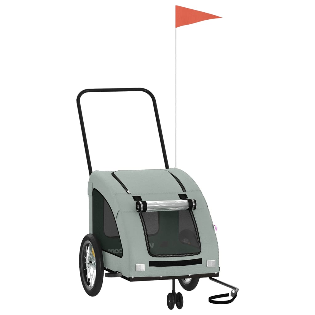 Vidaxl Dog Bike Trailer Tessuto Oxford e grigio ferro
