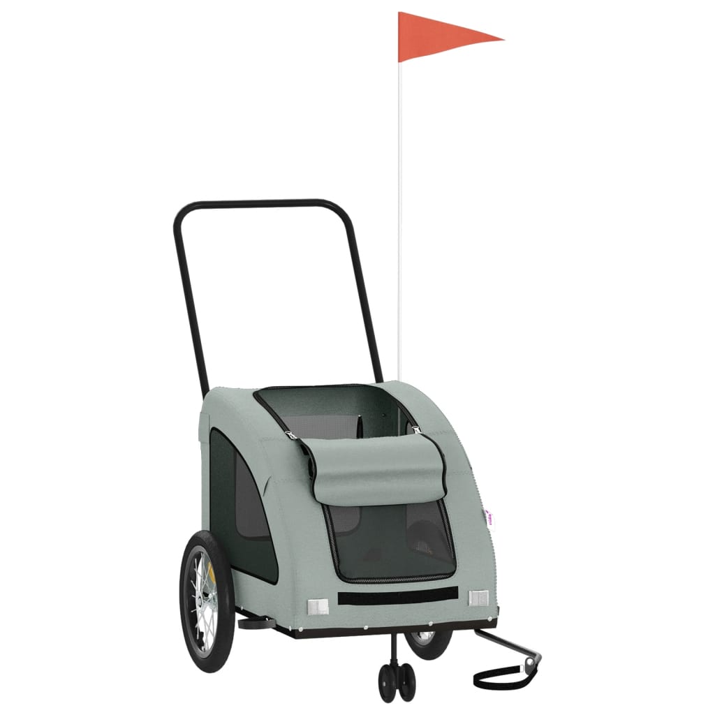 Vidaxl Dog Bike Trailer Tessuto Oxford e grigio ferro